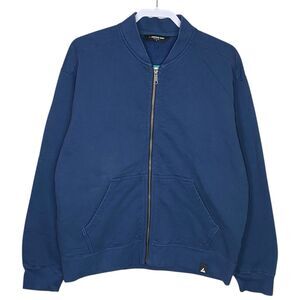 American Giant Jacket Mens M Blue Fleece Bomber Full Zip Heavy Pockets NEW